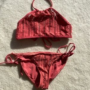 No Boundaries Crochet High Neck Bikini